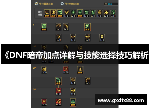 《DNF暗帝加点详解与技能选择技巧解析》